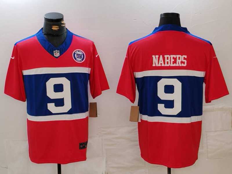 Mens New York Giants #9 Malik Nabers Limited Red Alternate FUSE Team Patch Vapor Jersey